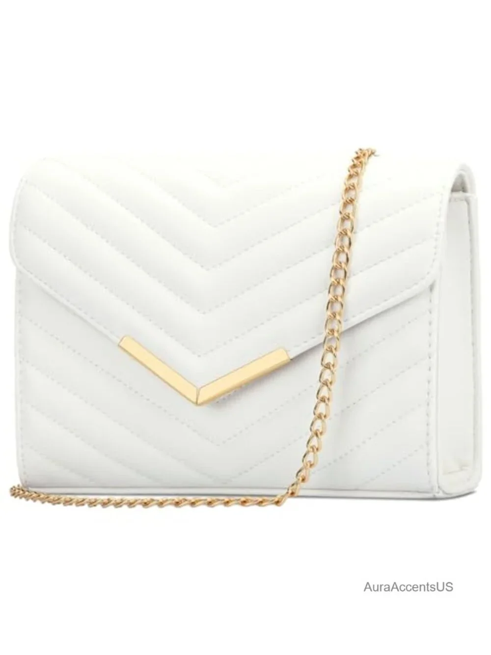 Women's Vegan Leather Envelope Clutch Purse with Chain Strap